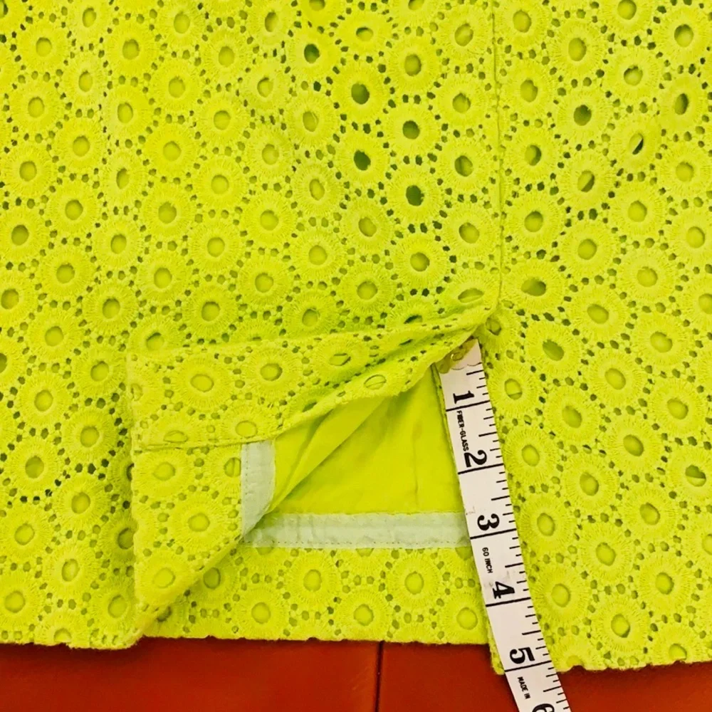 J. Crew Neon Lime Eyelet Pencil Skirt